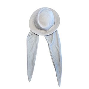 Vintage Bollman Doeskin 100% Wool Felt Fedora Hat w Scarf Gray Made in USA Women